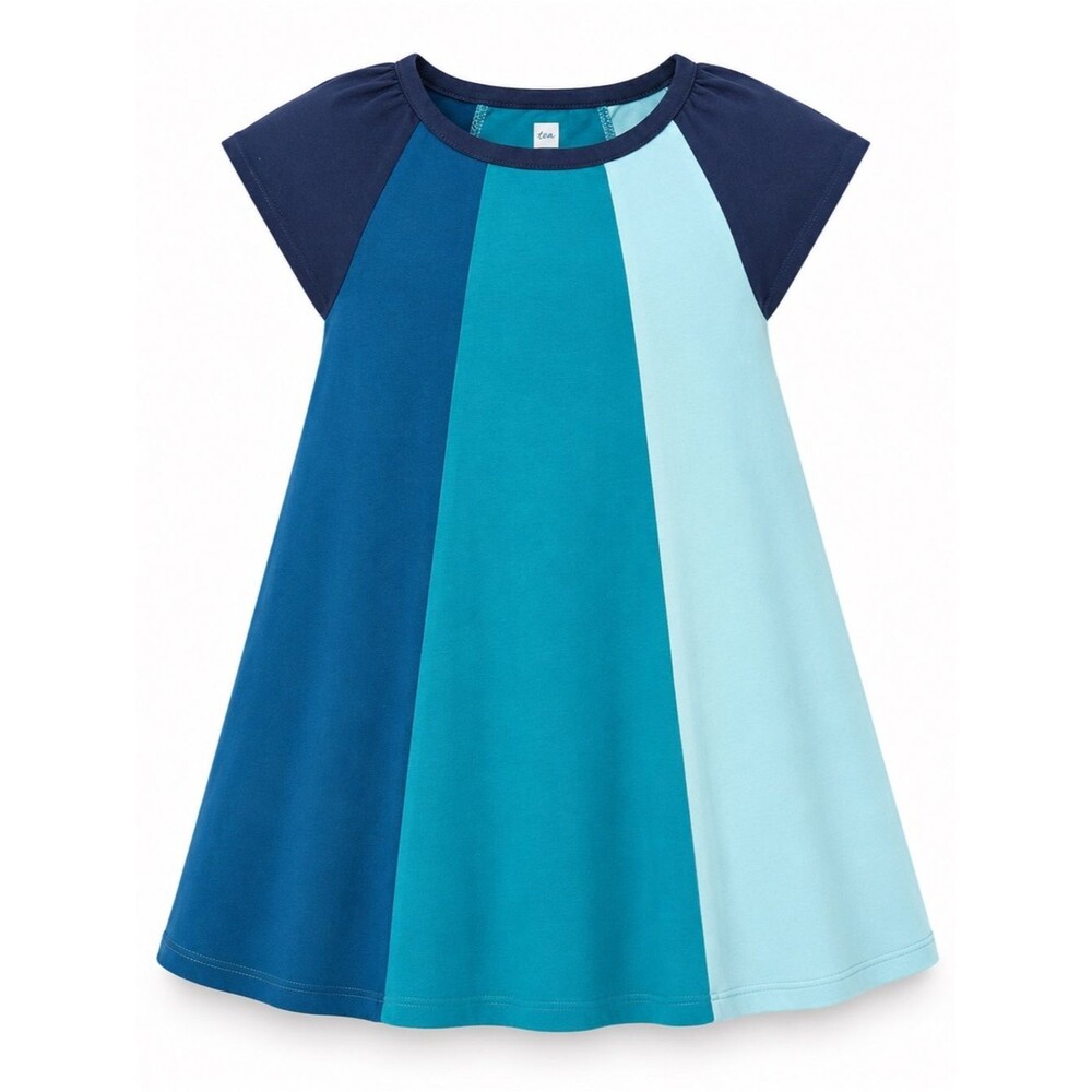 Tea Collection Blue Mod Colorblock Knit Dress Size 4 Casual Playwear Style